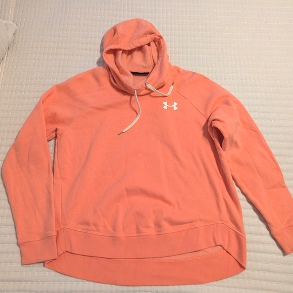 NWOT! Women's(L) Under Armour, Loose Fleece Hoodie- Peach/Light Orange